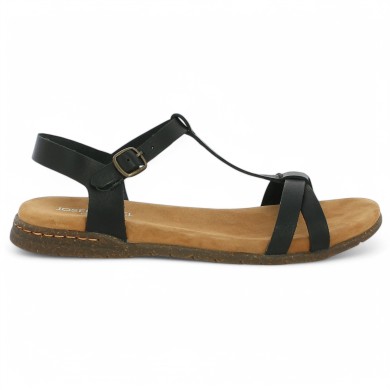 nu-pieds cuir noir Fabrizia 01 femme 42, 43, 44, 45 Josef Seibel Shoesissime, vue coté