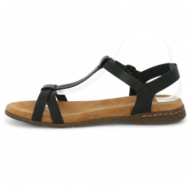 sandale plate cuir noir femme grande taille Fabrizia 01 Josef Seibel Shoesissime, vue intérieure