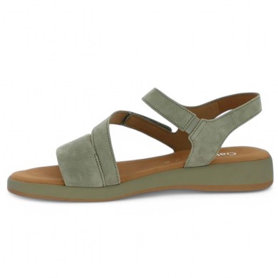 sandale plate grande pointure femme velours vert Gabor Shoesissime, vue intérieure