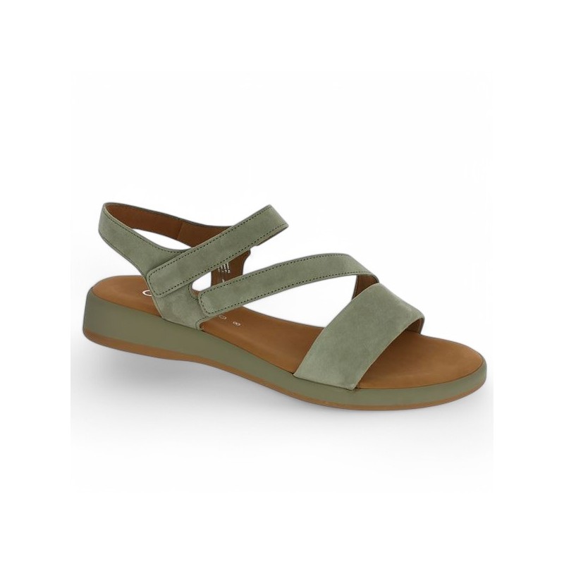 62.733.11 sandale plate Gabor vert pistache 42, 42.5 43, 44 femme Shoesissime, vue profil