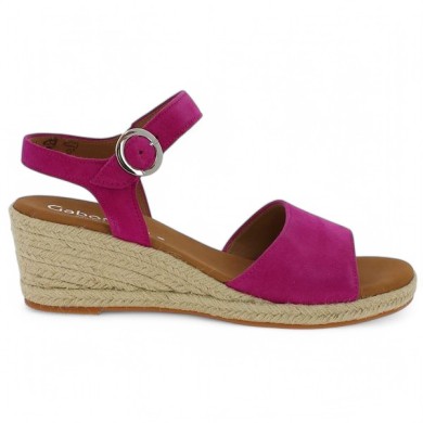 nu-pieds rose fushia 8, 8.5, 9, 9.5 talon compensé Gabor Shoesissime, vue coté