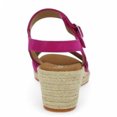 Lydie - 62.710.21 nu-pieds rose fushia - Sandale talon compensé grande taille - Shoesissime