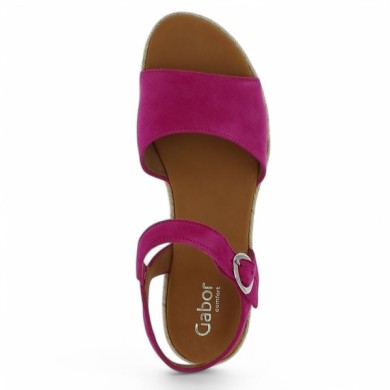 sandale Gabor grande pointure rose fushia talon compensé Shoesissime, vue dessus