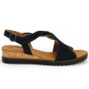 62.751.86 sandale Gabor velours bleu talon compensé grande taille femme Shoesissime, vue coté