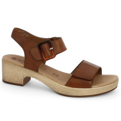 D0N52-25 sandale sabot Remonte cuir camel grande taille femme, vue profil