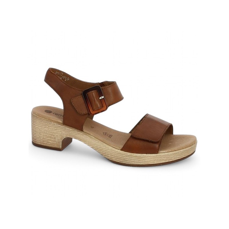 D0N52-25 sandale sabot Remonte cuir camel grande taille femme, vue profil