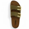 Aloha - Mule with khaki green cork sole - Claquette grande pointure femme - Shoesissime