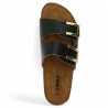 claquette femme cuir noir 42, 43, 44, 45 élégante détails dorés Shoesissime, vue dessus