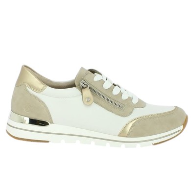 R6709-80 Sneakers beige doré Remonte grande taille Shoesissime, vue coté