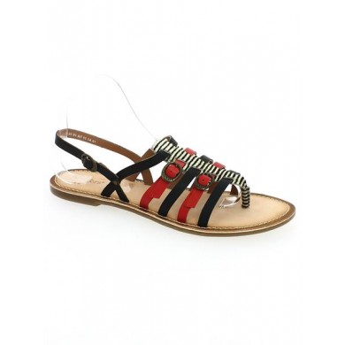 DIXMILLE Noir-Rouge Kickers - Sandales Grandes Tailles - Magasin Shoesissime Paris