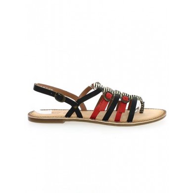 DIXMILLE Noir-Rouge Kickers - Sandales Grandes Tailles - Magasin Shoesissime Paris