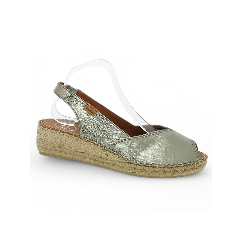 espadrilles femme 42, 43, 44, 45 cuir acier Shoesissime, vue profil