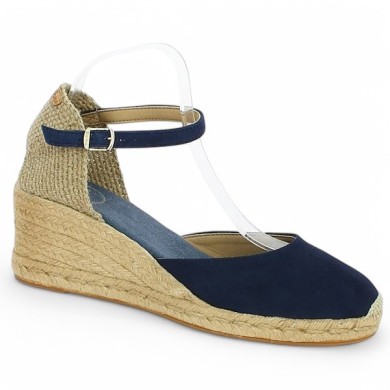 Espadrilles grande taille femme bleu marine Shoesissime, vue profil