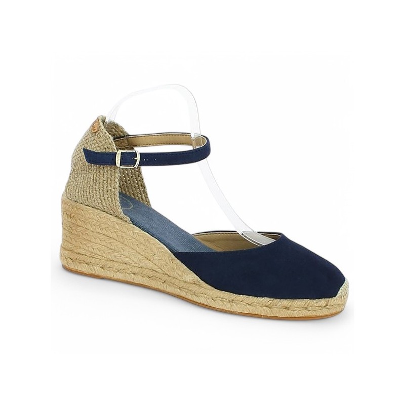 Espadrilles grande taille femme bleu marine Shoesissime, vue profil