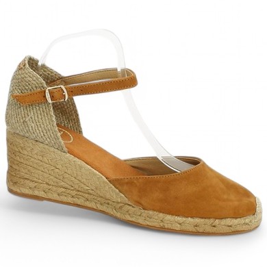 espadrille velours camel 42, 43, 44, 45 femme toni pons, vue profil