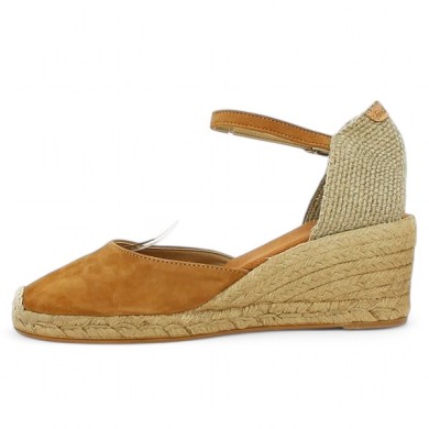 talon compensé velours camel grande pointure femme Shoesissime, vue intérieure