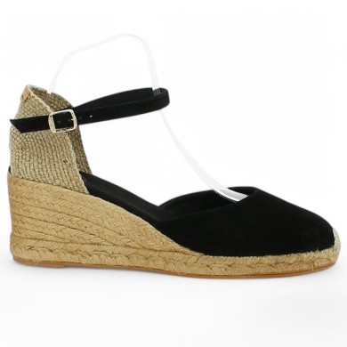 espadrille cuir noir femme 42, 43, 44, 45 Toni Pons Shoesissime, vue coté