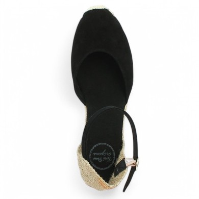 chaussures talon cordes femme grande taille velours noir Shoesissime, vue dessus