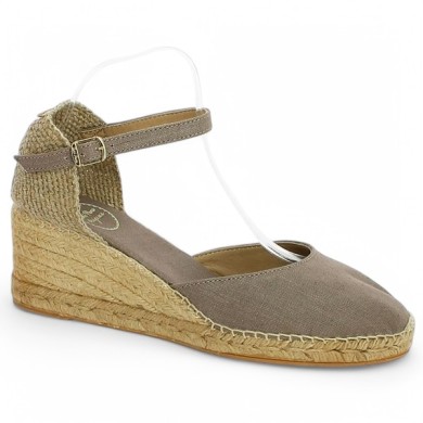 espadrille toile femme grande taille taupe Toni Pons Shoesissime, vue profil