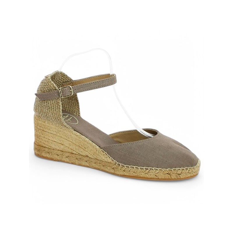 espadrille toile femme grande taille taupe Toni Pons Shoesissime, vue profil