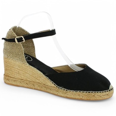 espadrille toile noire femme 42, 43, 44, 45 Toni Pons Shoesissime, vue profil