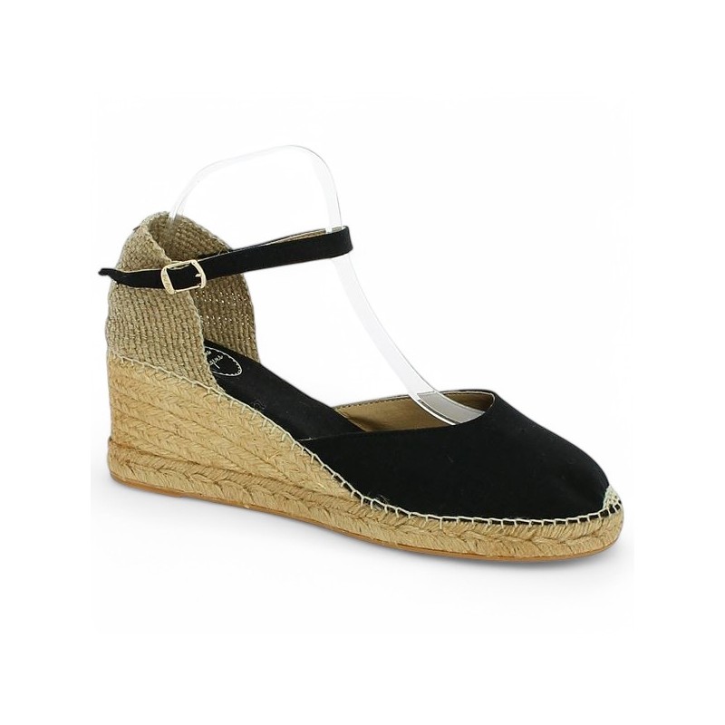 espadrille toile noire femme 42, 43, 44, 45 Toni Pons Shoesissime, vue profil