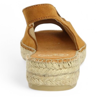 nu-pieds talon corde femme grande taille cuir velours camel Shoesissime, vue arrière