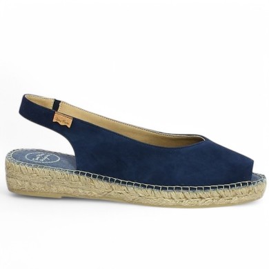 espadrille bleu talon corde femme grande taille Toni Pons Shoesissime, vue coté