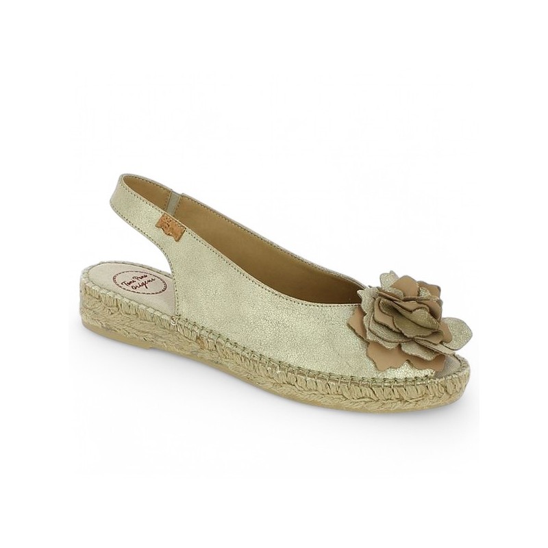espadrille cuir doré femme grande taille Toni Pons Shoesissime, vue profil