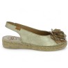 espadrilles grande pointure cuir doré femme Toni Pons Shoesissime, vue coté