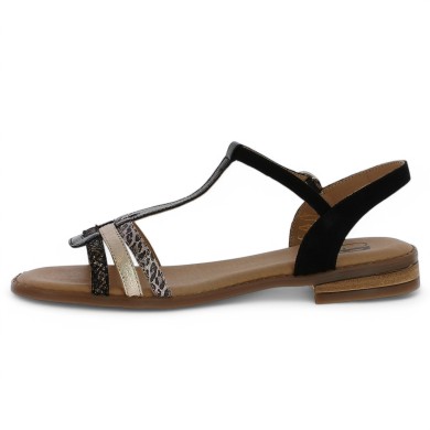 nu-pieds grande taille femme Géo Reino noire serpent et léopard Shoesissime, vue intérieure