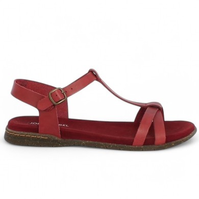 sandale plate Josef Seibel rouge femme 42, 43, 44, 45 Shoesissime, vue coté