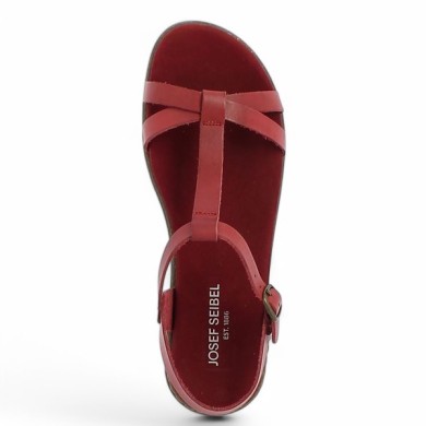 sandale plate Josef Seibel rouge femme grande pointure Shoesissime, vue dessus