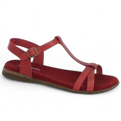 sandale plate Josef Seibel rouge femme grande taille Shoesissime, vue profil