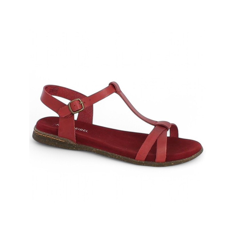 sandale plate Josef Seibel rouge femme grande taille Shoesissime, vue profil