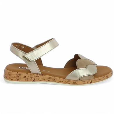 62.735.82 nu-pieds Gabor 8, 8.5, 9, 9.5 doré et beige tressé Shoesissime, vue coté