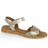 62.735.82 sandale plate Gabor 8, 8.5, 9, 9.5 doré et beige tressé Shoesissime, vue profil