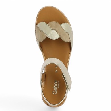 sandalette plate grande taille beige et dorée Gabor, vue dessus