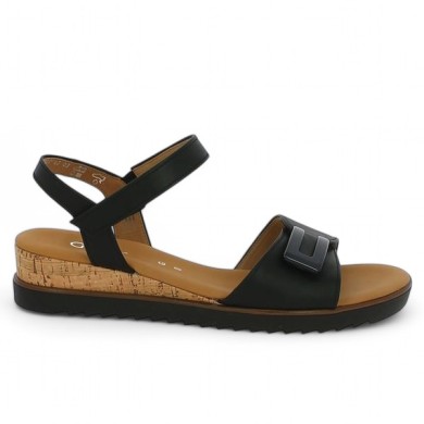62.756.57 sandale compensée bijoux Gabor cuir noir grande taille Shoesissime, vue coté