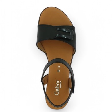 62.756.57 sandale compensée bijoux Gabor cuir noir grande pointure Shoesissime, vue dessus
