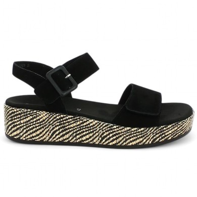 D1N54-02 sandale talon compensée noire grande taille femme Remonte, vue coté