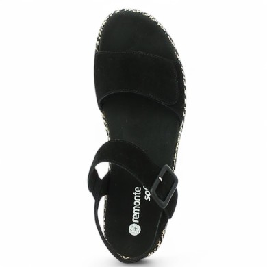nu-pieds noir talon compensé femme 42, 43, 44, 45 Shoesissime, vue dessus