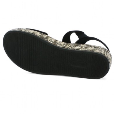 Jalia - D1N54-02 Sandale noire et rafia Remonte - Sandales compensées 42, 43, 44, 45 - Shoesissime