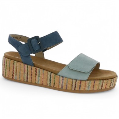 Antonella - D1N54-12 Nude-pieds bleu semelle plateforme - Chaussures Remonte grande taille - Shoesissime