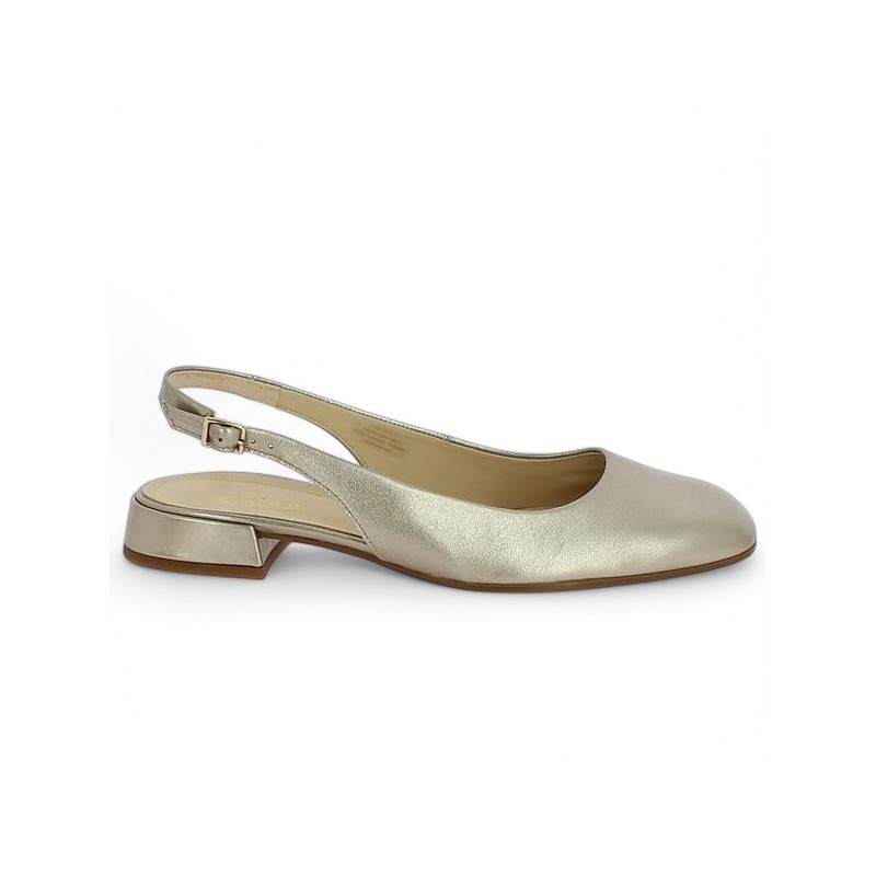 ballerine dorée grande taille femme sling back Gabor, vue coté