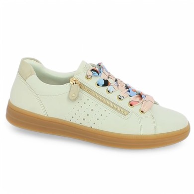 D2C03-80 sneakers Remonte beige lacets ruban 42, 43, 44, 45 Shoesissime, vue profil