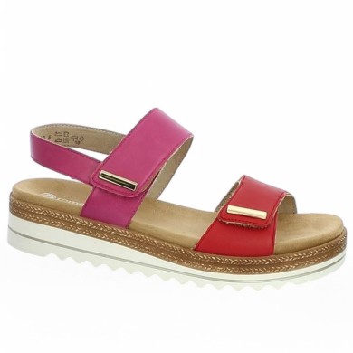 Nu-pieds Rose et rouge D0Q59-31 Remonte grande pointure femme Shoesissime, vue profil