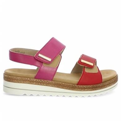 Sandale Réglable grande taille femme Rose et rouge D0Q59-31 Remonte Shoesissime, vue coté