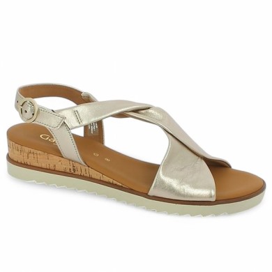 Sandale Gabor grande taille compensé doré 62.751.82  Shoesissime, vue profil