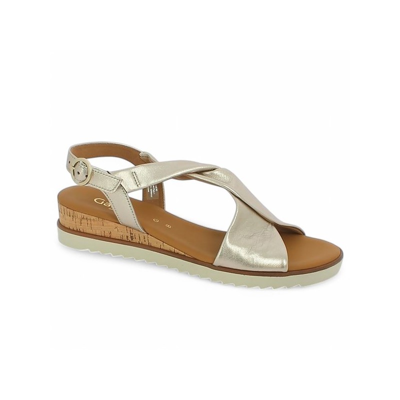 Sandale Gabor grande taille compensé doré 62.751.82  Shoesissime, vue profil